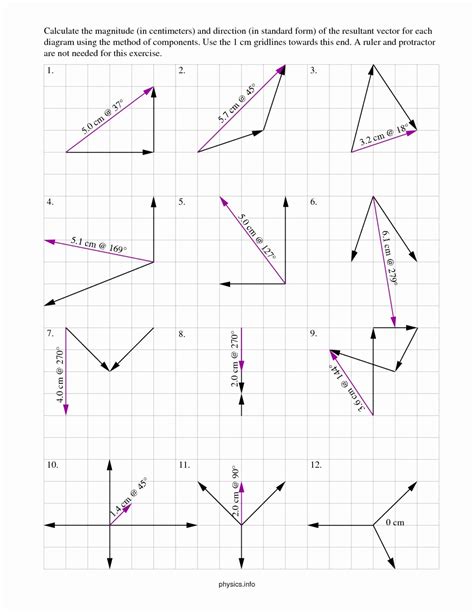 vector addition worksheet with answers